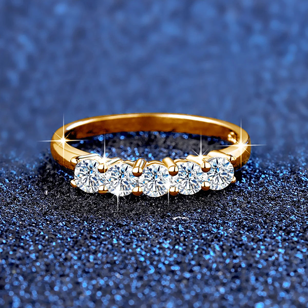 Bague Luxe ALORA en Or 18K Certifié – Bijou Femme Raffiné avec 5 Pierres Moissanite