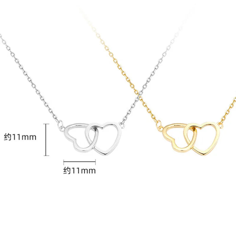Collier ALORA Double Cœur argentée – Bijou Élégant et Romantique pour Femme
