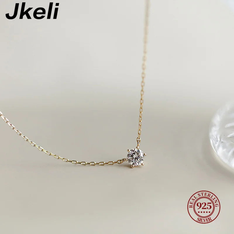 Collier Élégant ALORA Plaqué Or 18K – Chaîne Fine avec Zircon Lumineux