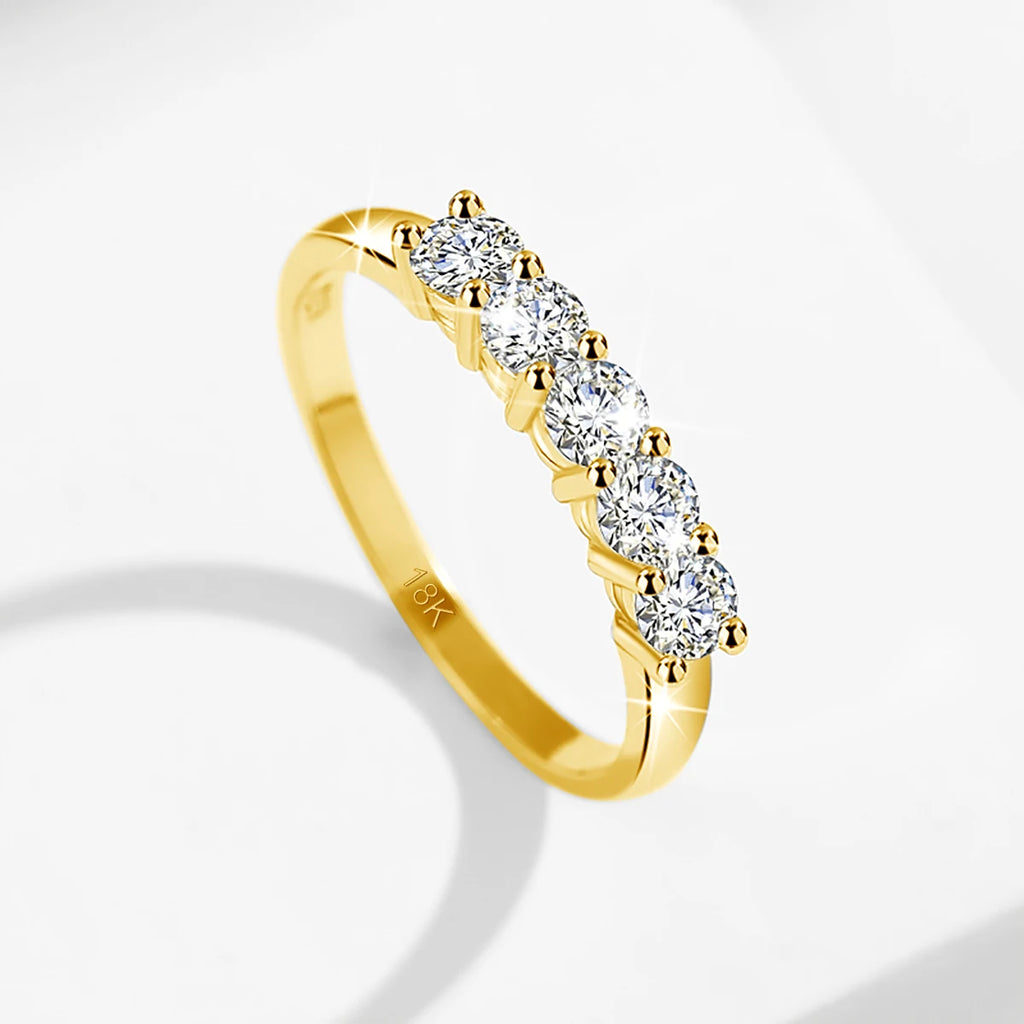 Bague Luxe ALORA en Or 18K Certifié – Bijou Femme Raffiné avec 5 Pierres Moissanite