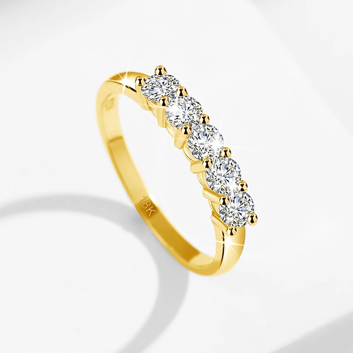 Bague Luxe ALORA en Or 18K Certifié – Bijou Femme Raffiné avec 5 Pierres Moissanite