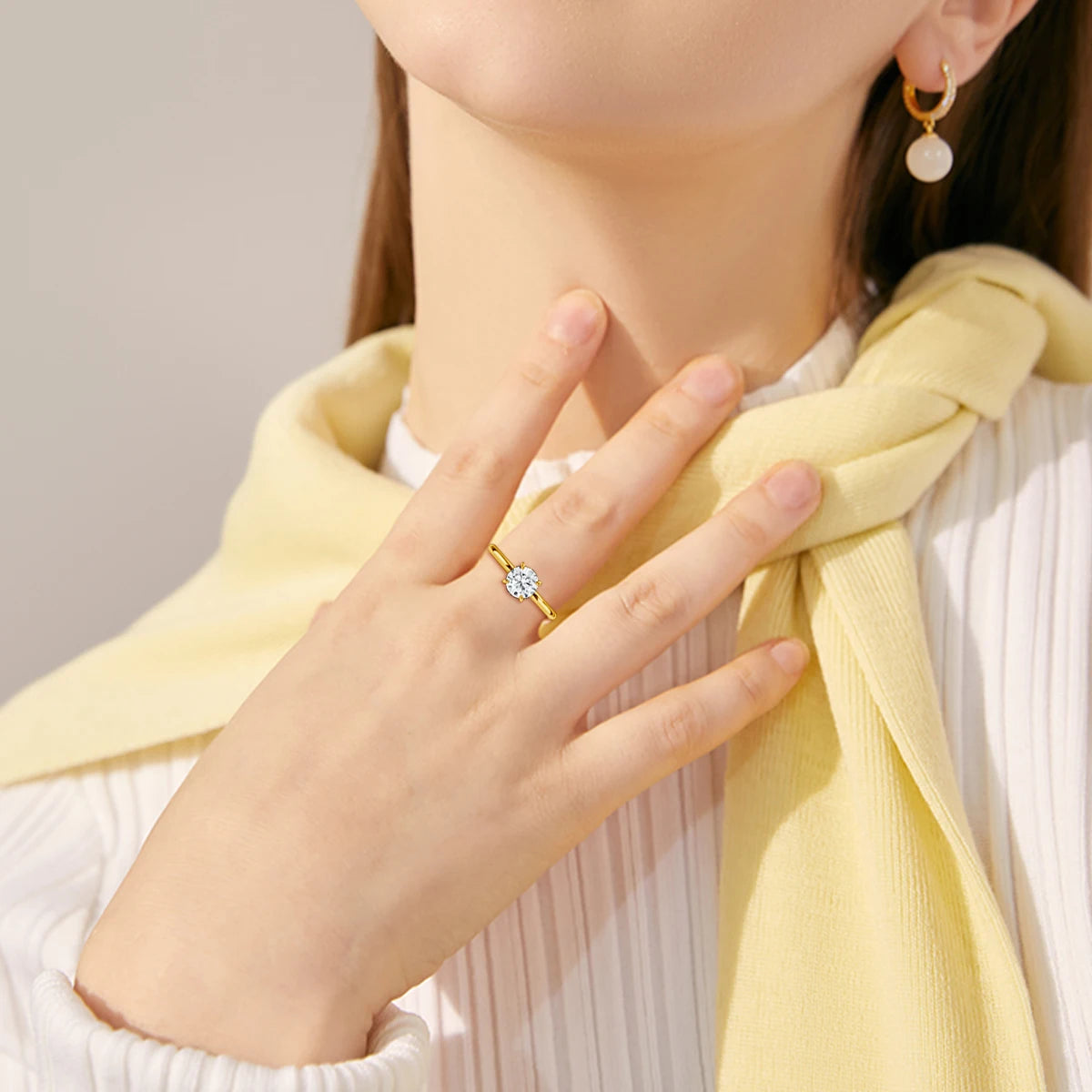 Bague ALORA Collection Privée plaqué Or & Moissanite – Élégance Minimaliste pour Femme