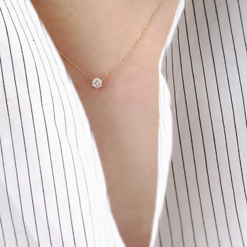 Collier Élégant ALORA Plaqué Or 18K – Chaîne Fine avec Zircon Lumineux