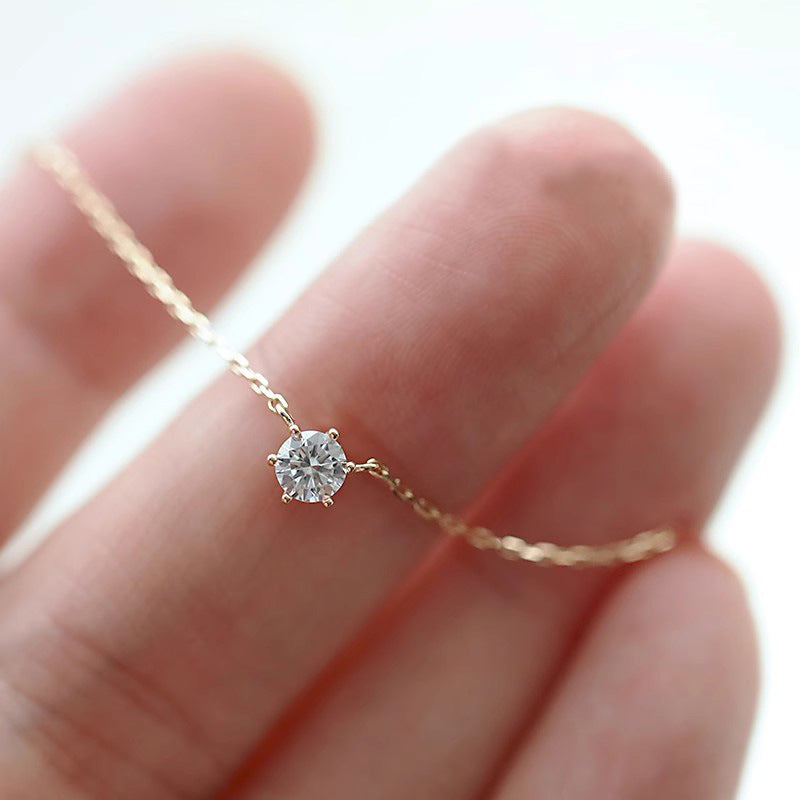 Collier Élégant ALORA Plaqué Or 18K – Chaîne Fine avec Zircon Lumineux