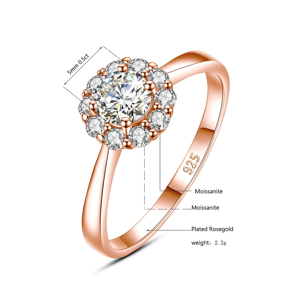 Bague Fleur ALORA Collection Privée en Argent Pur & Moissanite 0,5 Carat – Élégance Féminine