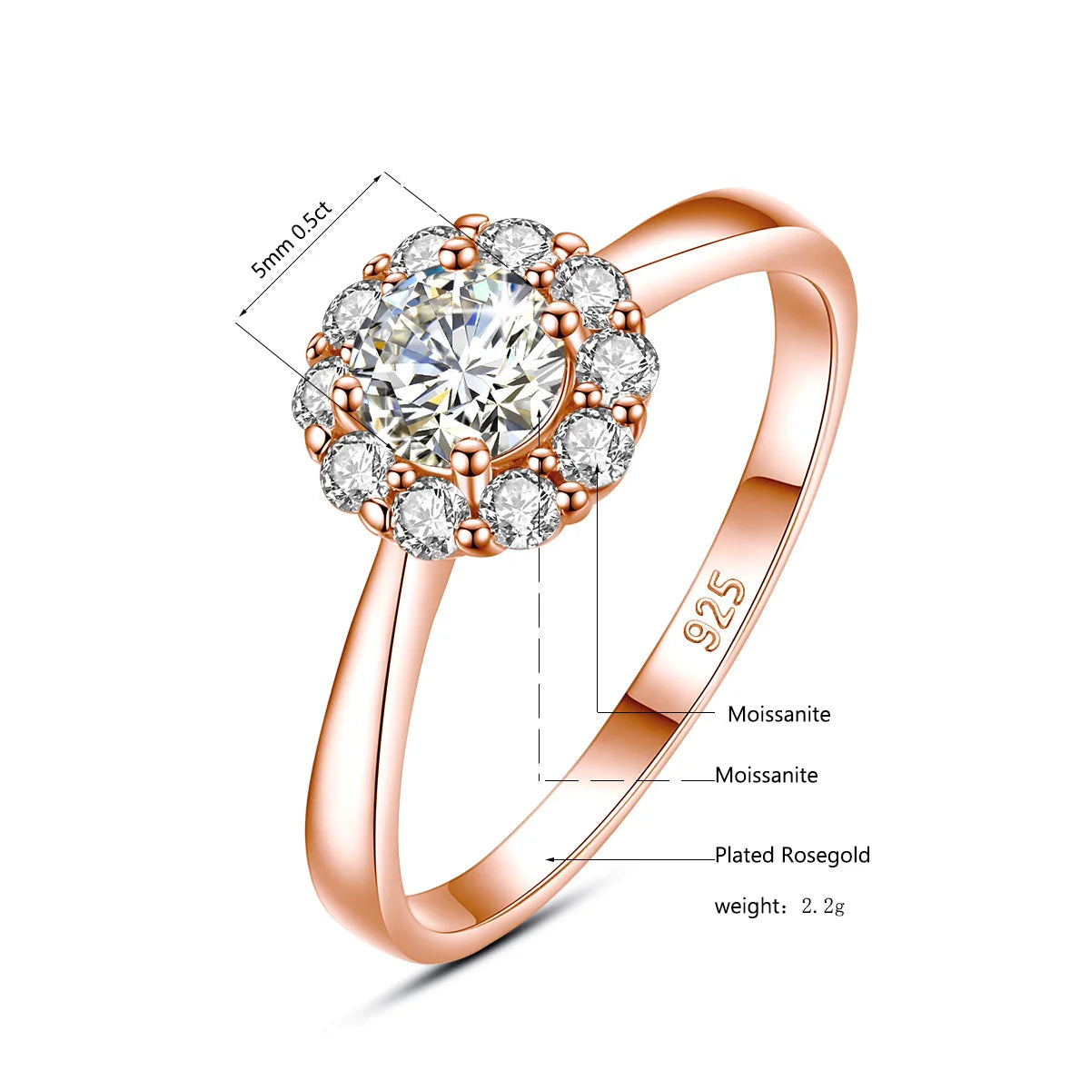 Bague Fleur ALORA Collection Privée en Argent Pur & Moissanite 0,5 Carat – Élégance Féminine