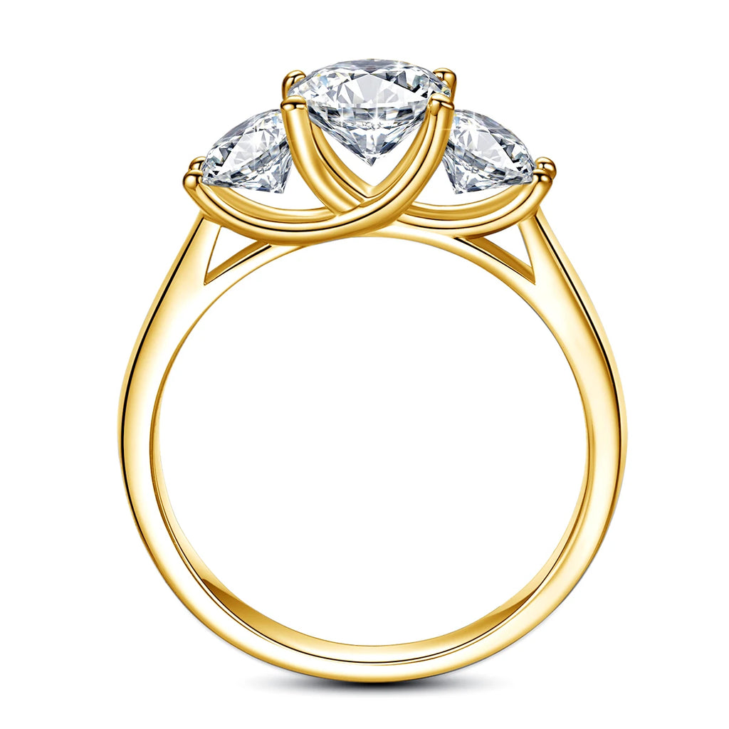 Bague femme en moissanite 2 ct plaqué or – éclat diamant, style éternité élégant.