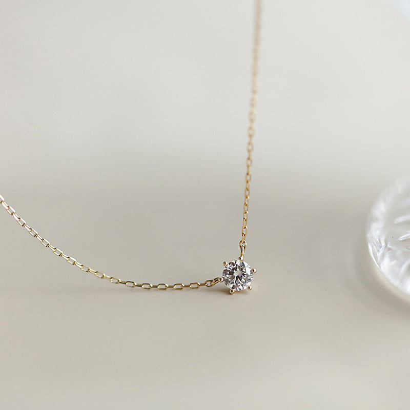 Collier Élégant ALORA Plaqué Or 18K – Chaîne Fine avec Zircon Lumineux