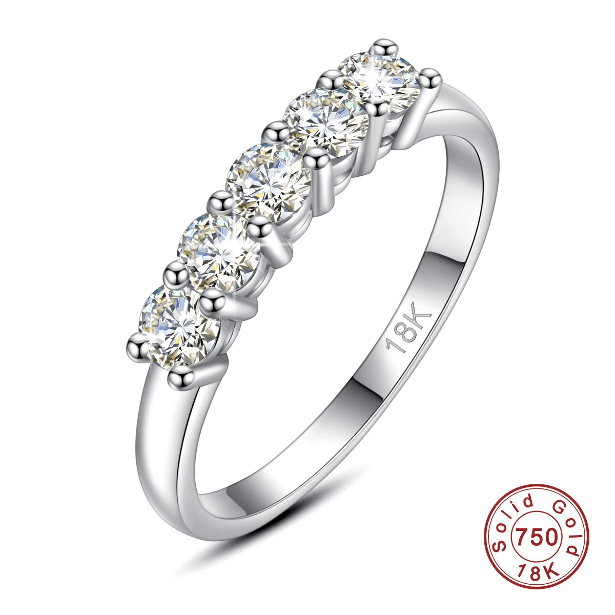 Bague Luxe ALORA en Or 18K Certifié – Bijou Femme Raffiné avec 5 Pierres Moissanite