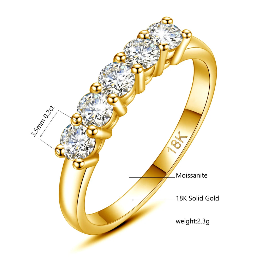 Bague Luxe ALORA en Or 18K Certifié – Bijou Femme Raffiné avec 5 Pierres Moissanite