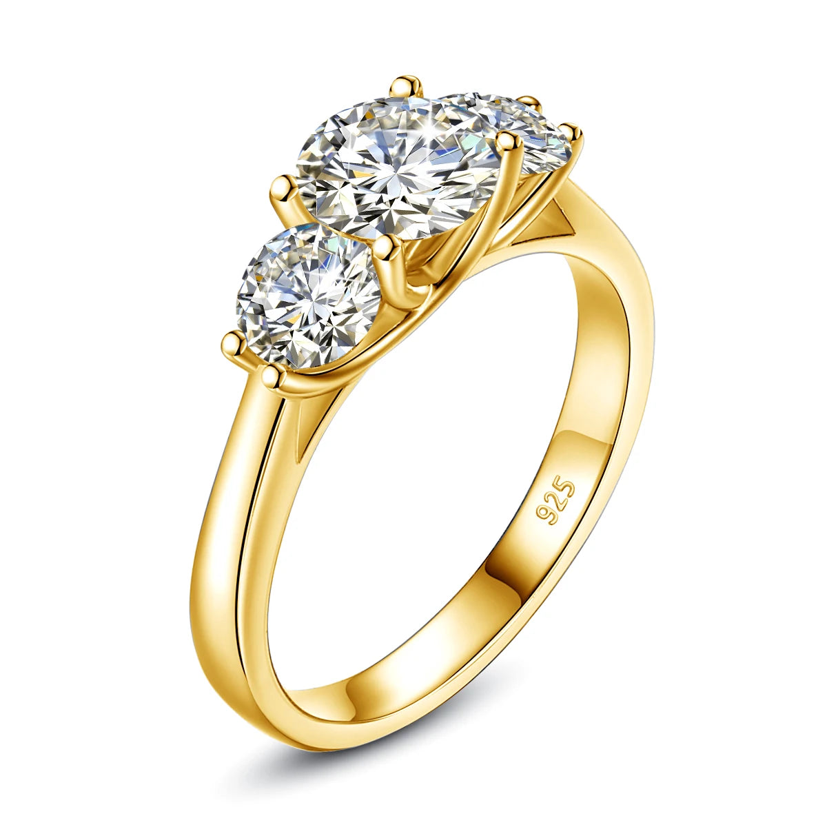 Bague femme en moissanite 2 ct plaqué or – éclat diamant, style éternité élégant.