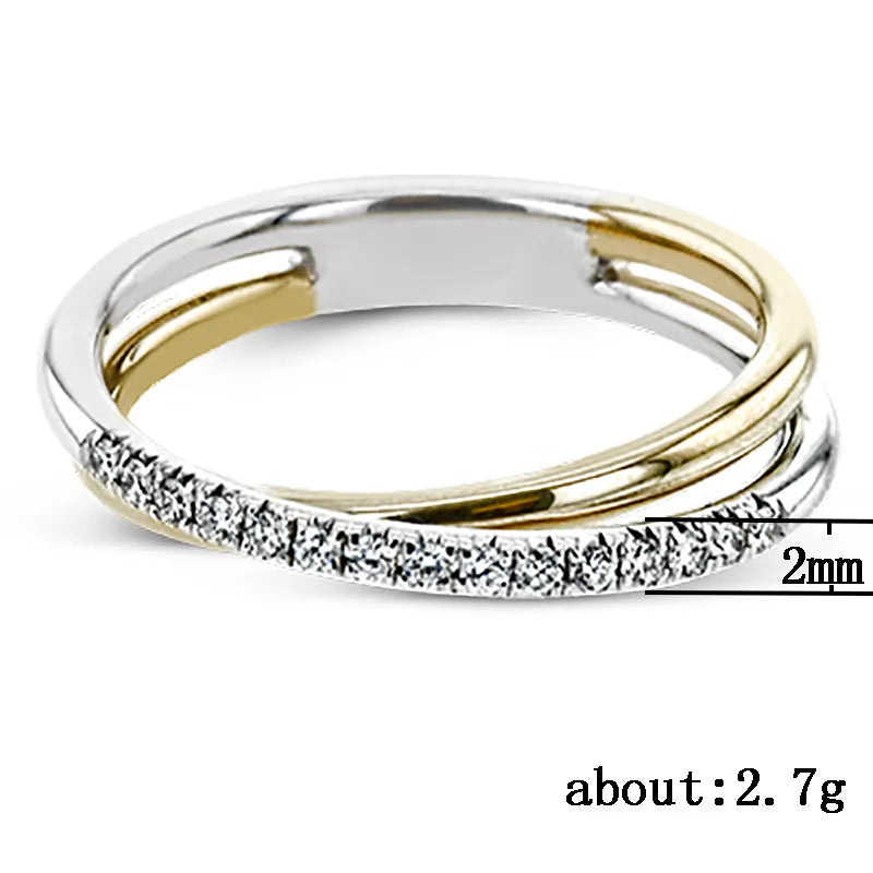 Bague femme croisée en X avec zircon olaquée or – design moderne et élégant, finition luxe.