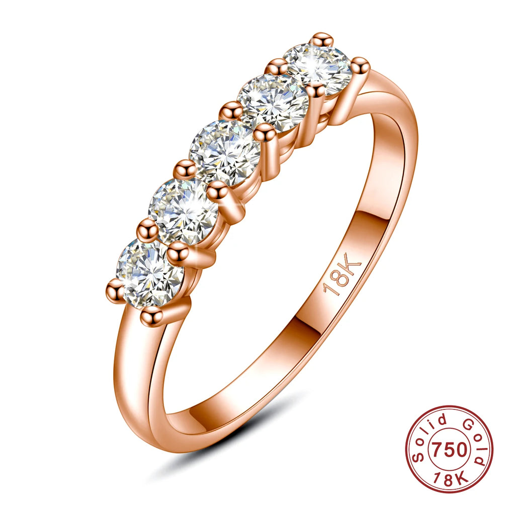 Bague Luxe ALORA en Or 18K Certifié – Bijou Femme Raffiné avec 5 Pierres Moissanite