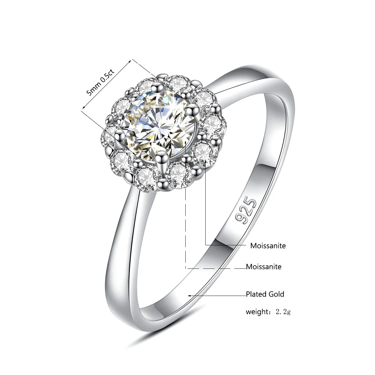 Bague Fleur ALORA Collection Privée en Argent Pur & Moissanite 0,5 Carat – Élégance Féminine