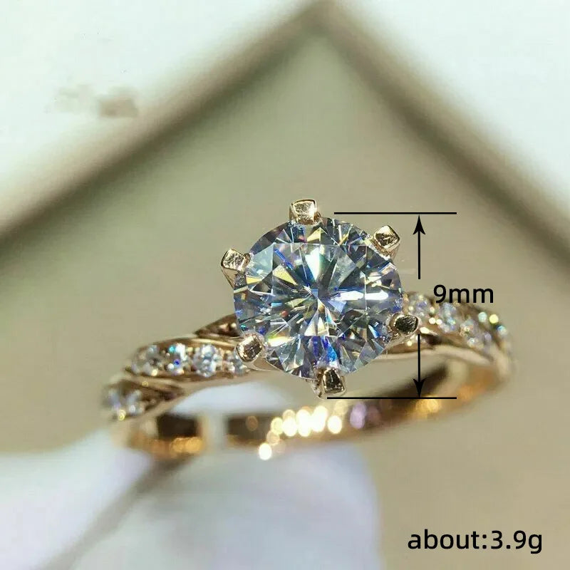 Bague femme en zircon cubique 6 griffes plaquée or  –  style classique.