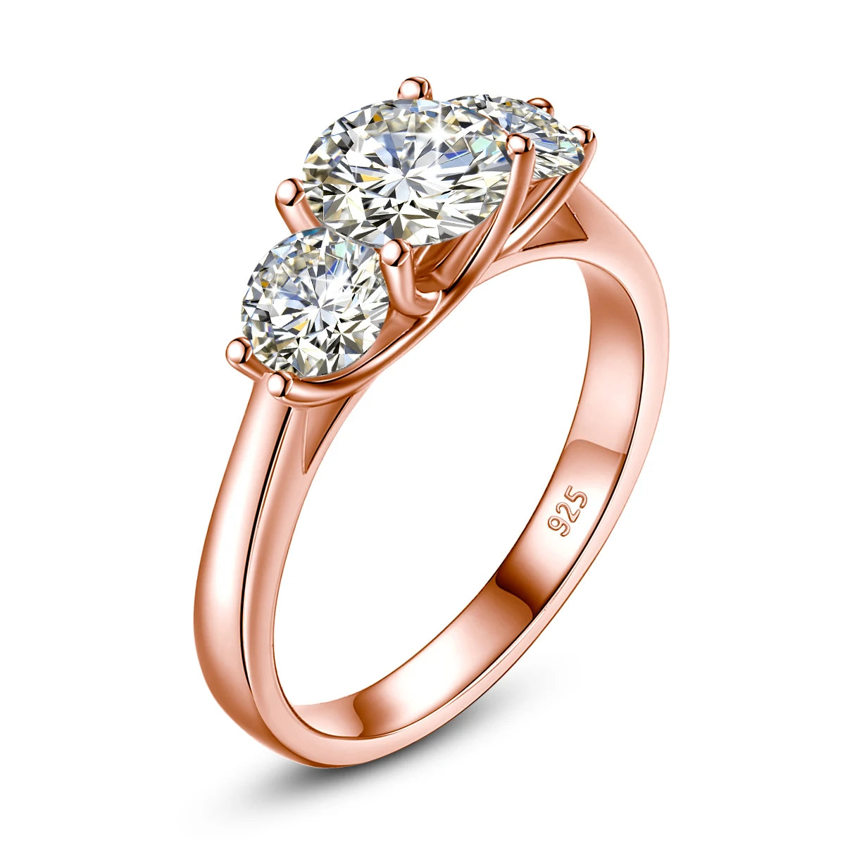 Bague femme en moissanite 2 ct plaqué or – éclat diamant, style éternité élégant.