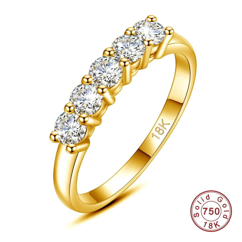 Bague Luxe ALORA en Or 18K Certifié – Bijou Femme Raffiné avec 5 Pierres Moissanite