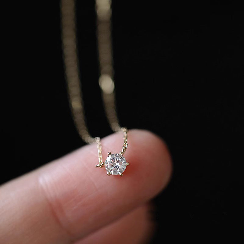Collier Élégant ALORA Plaqué Or 18K – Chaîne Fine avec Zircon Lumineux