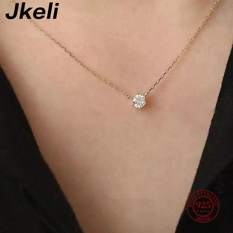 Collier Élégant ALORA Plaqué Or 18K – Chaîne Fine avec Zircon Lumineux