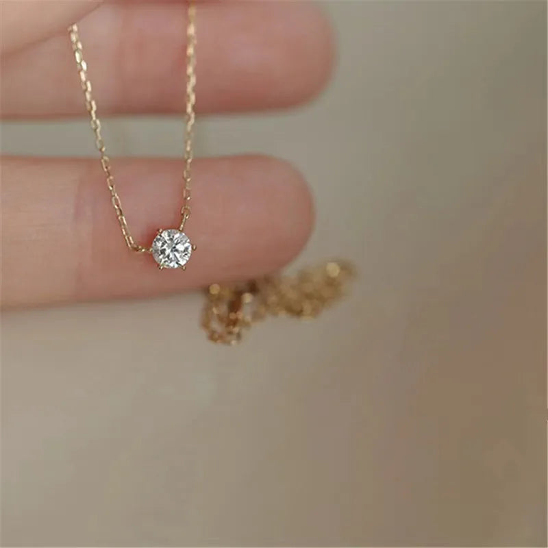 Collier Élégant ALORA Plaqué Or 18K – Chaîne Fine avec Zircon Lumineux